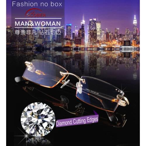 = SCOBER = Diamond cutting 100% Titanium alloy Rimless Royal Deluxe men women Gradient reading glasses +1 +1.5 +2 +2.5 +3