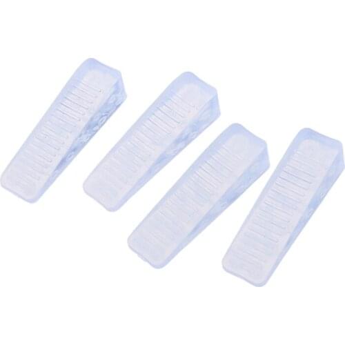 Home Office Clear Plastic Door Wedge Stopper Block 4 Pcs