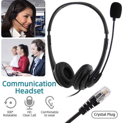 Office Call Center Wired Headset Communication Headphone Ear-Protection Noise Canceling Mic Crystal Plug Headset for Call Center