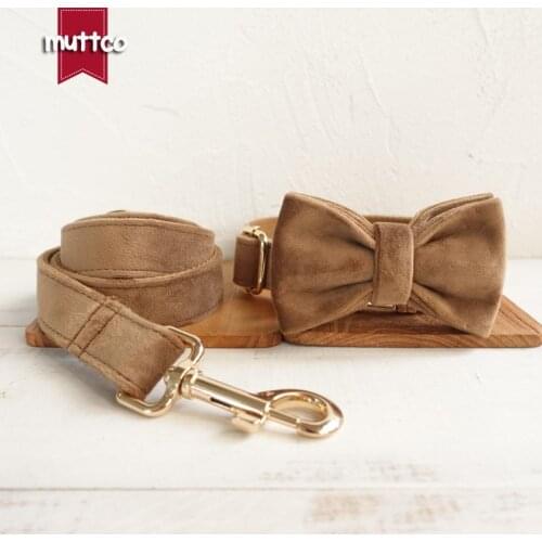 MUTTCO retailing adjustable collar THE AMBER flexible leash set with bow tie for pets security training 5 sizes UDC079J
