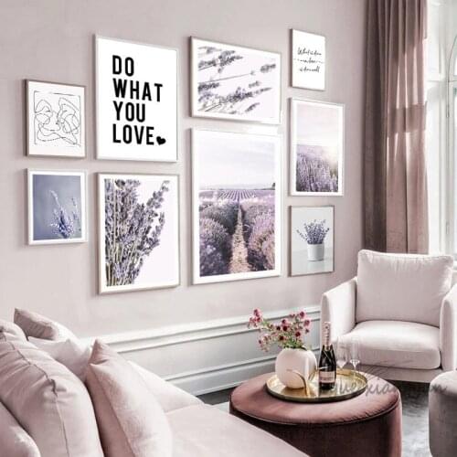 Lavender Scenery Quotes Wall Art Canvas Painting Nordic Posters and Prints Wall Pictures for Bedroom Living Room Decoration