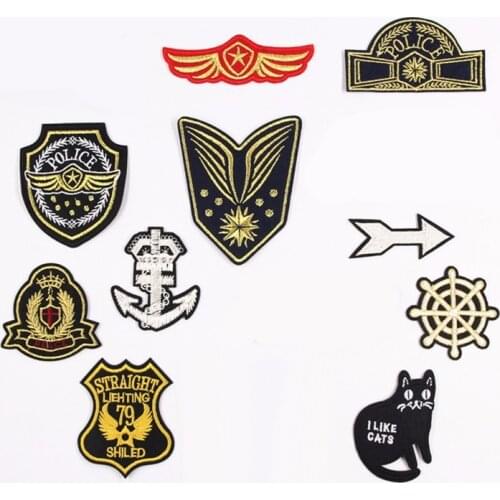 PGY Arm Badges Embroidered Patches for Clothes Fine Police Military Iron On Stickers Ships anchor Shape Appliques Man Parches