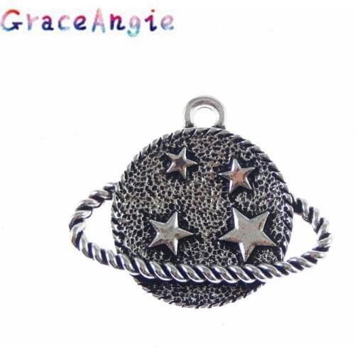 GraceAngie Zinc Alloy 10pcs/pack Pendant Necklace Jewelry Accessories White DIY Cosmic Planet Space Shape Mystery Style
