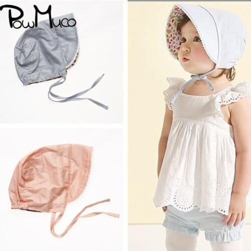 Powmuco Nordic Vintage Toddler Cotton Beanie Hat Cute Fruits Pattern Baby Girl Caps Adjustable Sunscreen Bonnet Kids Accessories