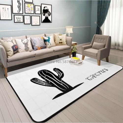 Simple Gray Cactus Series Living Room Coffee Table Bedroom Carpet Full Bed Blanket Big Floor Mat Carpet
