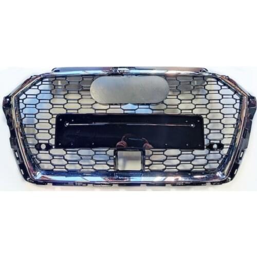 Car Front Bumper Grill Center Grille With ACC Hole for Audi A3/S3 8V 2017 2018 2019 (Refit for RS3 Style)Chrome