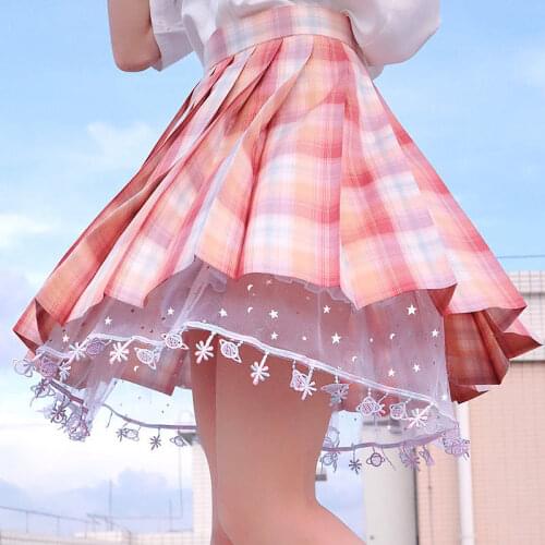 Pink JK Safety Pants Leggings Japanese Style Kawaii Womens Summer Thin Shorts Mesh Skirt Lace Rainbow Stars Pumpkin Trousers