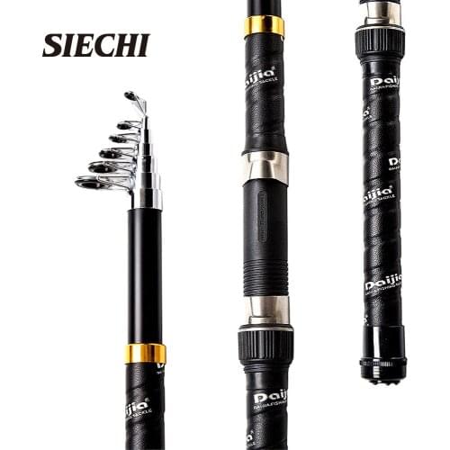 SIECHI2020 NEW Carbon Fiber Telescopic Carp Pesca Sea Fishing Rod pole Portable Spinning Travel Ultralight 2.1M 2.4M 2.7M
