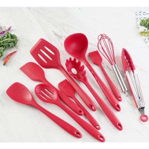 Silicone Food Tong Fork Spoon Scraper Egg Beater Cooking Utensils Kitchen Utensil Silicone Heat-Resistant Non-Stick Cooking Tool