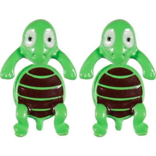 Cute 3D Green Sea Turtle Stud Earrings for Girls Kids Fashion Cartoon Women Lovely Sweet Animal Earrings Jewelry Gift