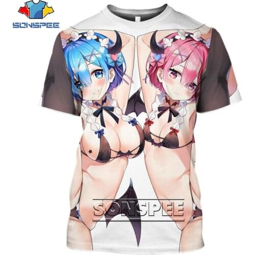 SONSPEE Anime 3D Printed Men Women T-shirt Re Zero Rem Sexy Girl Double Maid Harajuku Harajuku Street Casual Pullover Tshirts