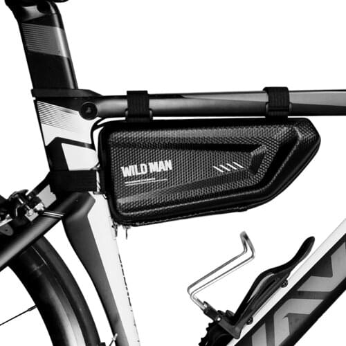 WILD MAN Bicycle Bag Front Tube Frame Bag Hard Shell Rainproof Bike Bag Double Zipper Triangle Tools Pouch Cycling Accessories