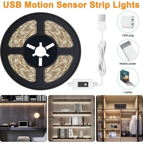 LED Strip Lights DC5V Motion Sensor LED Lights Waterproof Dimmable Nigh Light Under Cabinet, Closet, Bedroom, Bathroom Light