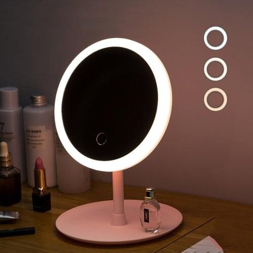 Led Light Makeup Mirror Storage LED Face Mirror Adjustable Touch Dimmer USB Led Vanity Mirror Table Desk Cosmetic Mirror