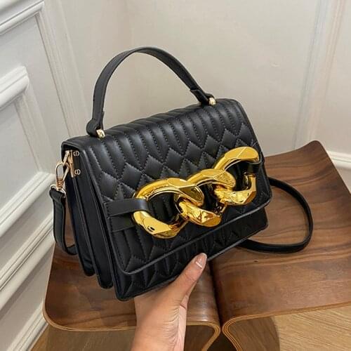 Thick Chain Shoulder Bag Women Fashion Embroidery Thread Totes Crossbody Bags Luxury Desinger PU Leather Womens Handbag New