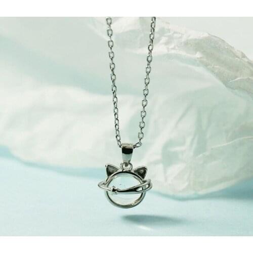 KOFSAC Fashion Girl Jewelry Silver Color Party Necklaces Korean Simple Crystal Cat Necklace Women Birthday Present New Joyas