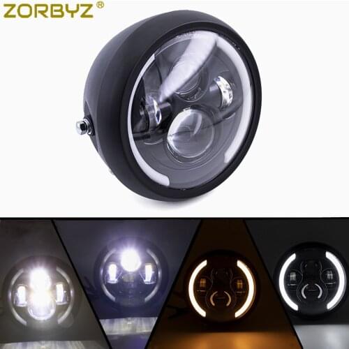 ZORBYZ 7'' Black Motorcycle LED Round Modified DRL Headlight For Honda CB400 CB500 Street Bike Custom