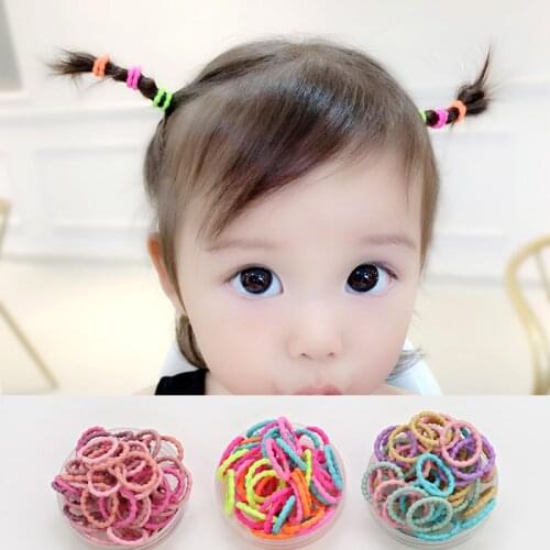 100 Pcs/Bag Simple Practical Small Scrunchies Girls Children Elastic Hair Rubber Bands Accessories Tie Hair Rope Ring Headdress