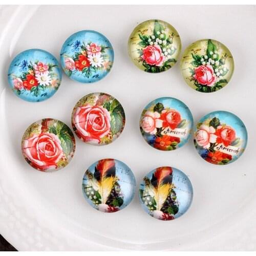 20 pcs MIX 12mm 20mm 25mm 30mm Handmade Round Glass Cabochon beads-Image Glass Cabochon-(HPGC-MIXSS-205)