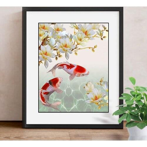 5D DIY Full Square Diamond Painting Animal Fish And Flower Rhinestone Mosaic Diamond Embroidery Cross Stitch Home Decor