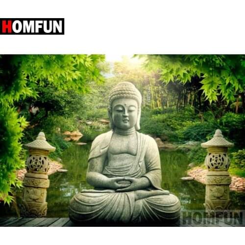 HOMFUN Full Square/Round Drill 5D DIY Diamond Painting "Religious Buddha" 3D Diamond Embroidery Cross Stitch Home Decor A18554