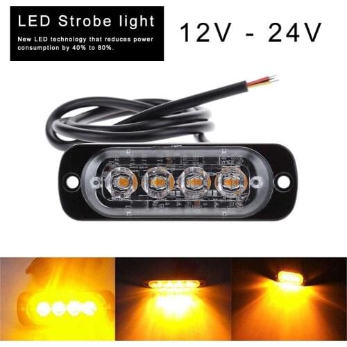 Emergency Strobe Led Light Warning Side Marker Blinking Amber LED Light Bar Police Flash Good 12/24V Light For Car Vehicles