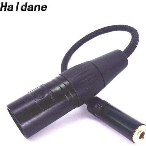Free Shipping Haldane Black Nylon Sleeve 8 Cores Silver Plated 4-Pin XLR Male Balanced to 3.5mm Stero Female Audio Adapter Cable