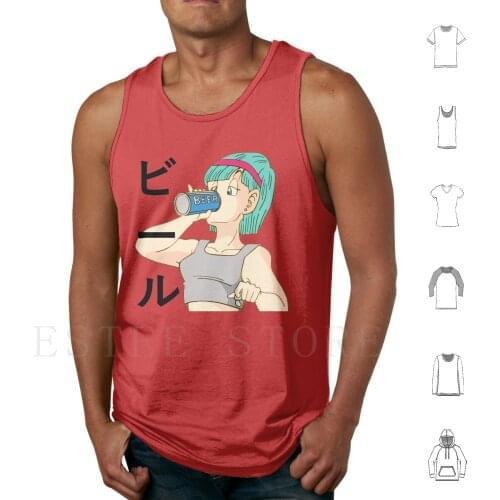 Bulma Drinking Beer Tank Tops Vest Cotton Bulma Beer Japanese Japan Anime Manga Z Dbz Z Drink Drinking Ball Girls Dragon Hentai