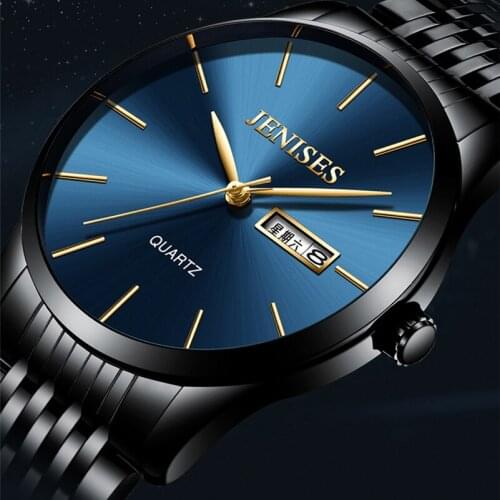 Jenises Luxury Top Brand Mens Watches Quartz Analog Wristwatch For Man Date Clocks Full Stainless Steel Watches reloj hombre #a