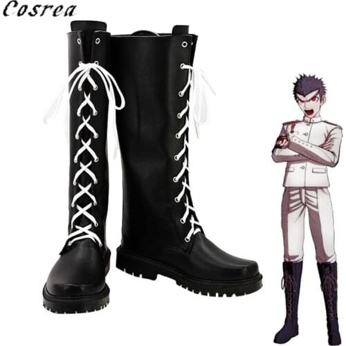 Game Danganronpa 2 Kiyotaka Ishimaru Cosplay Black Boots Shoes Mens Dangan Ronpa Gundham Tanaka Boots Shoes For Boys Halloween
