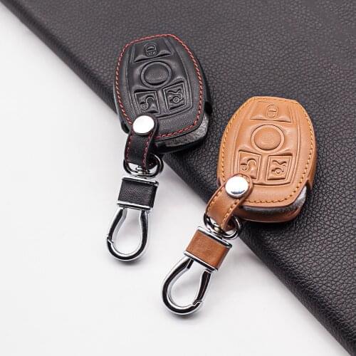 For Mercedes-Benz W203 W210 W211 AMG W204 C E S CLS CLK CLA SLK 3 button black/brown color leather key cover car key case