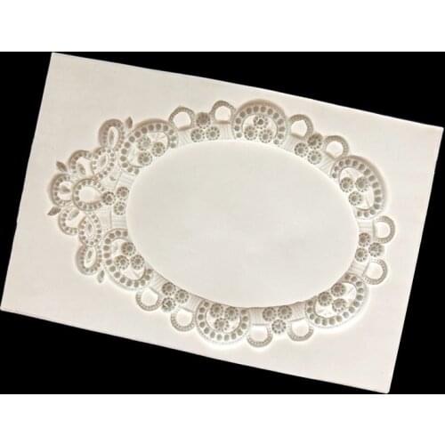 European-Style Photo Frame Silicone Mold Relief Frame Fondant Cake Rim Decorative Oval Mold 15-708