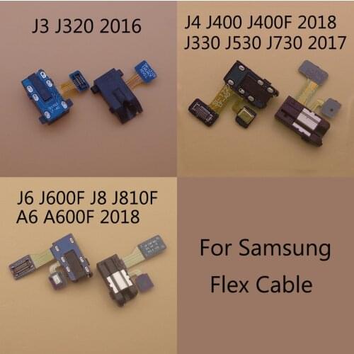 For Samsung Galaxy J3 J5 J7 2017 J330 J530 J730 J4 2018 J400 J400F J6 J8 A6 Earphone Headphone Audio Jack Microphone Flex Cable