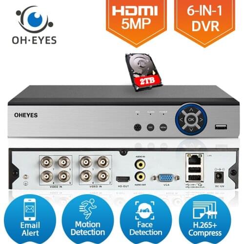 6 in 1 8CH 5.0MP AHD DVR Hybrid Video face Recorder Support 5MP AHD Camera 4MP 5MP IP Camera CCTV Home Security System Onvif