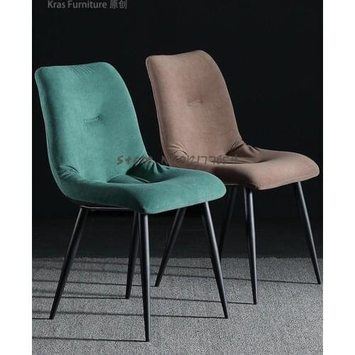 Italian minimalist dining chair home modern minimalist leather designer creative Nordic light luxury model room fabric chair
