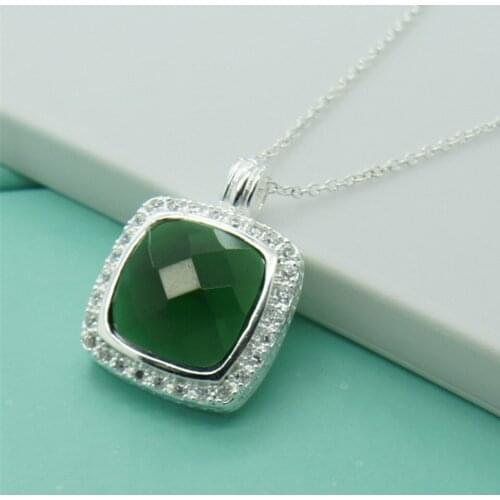 Emerald Pendant Necklace For Women Silver 925 Jewelry Green Gemstone Necklace Anniversary Party Jewelry Gifts