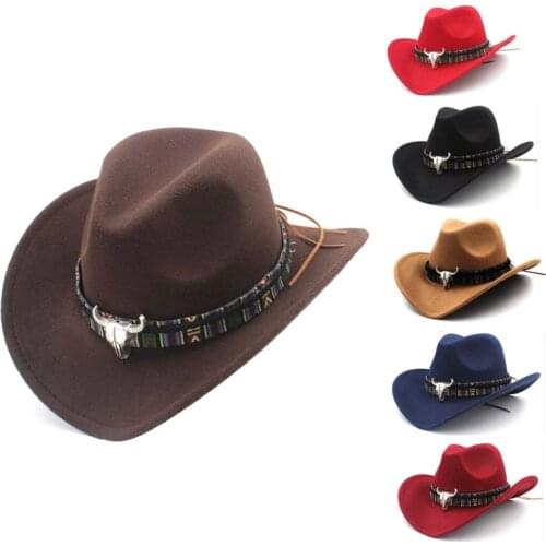 Ethnic Style Western Cowboy Hat Womens Wool Hat Jazz Hat Western Cowboy Hat Sports
