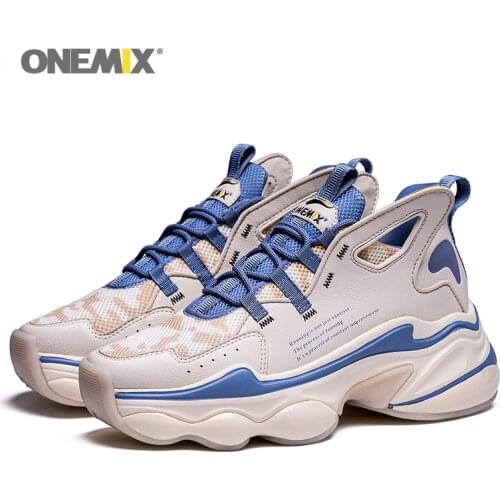 ONEMIX Mens Running Shoes Breathable Lace up Sneakers Woman Reflective Damping Lightweight Sport Shoes Increase Walking Shoes