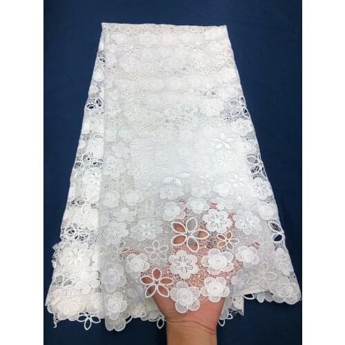 African Lace Fabric 2021 High Quality Lace Water Soluble Embroidered Fashion Soft White Lace Fabric 5 Yards