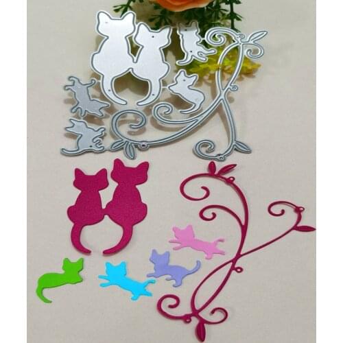 Cat, set the background Metal Cutting Dies for DIY Scrapbooking Album Paper Cards Decorative Crafts Embossing Die Cuts