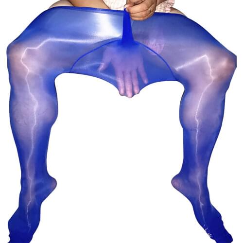 Metelam Mens High Waist 8D Oil Shine Shiny Glossy See Throgh Transparent Pantyhose Nylon Stockings Tights Sheath Open