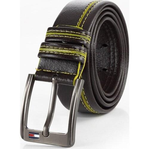 Mens belt fashion pin buckle color contrast belt casual middle-aged and young belt belt belt