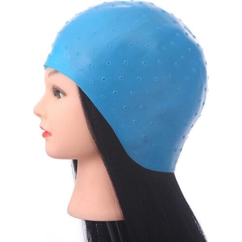 Professional Reusable Hair Coloring Highlighting Cap With Hook Needle Silicone Hair Coloring Dye Cap for Women Girls Dyeing Hair
