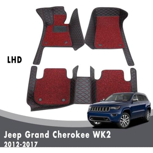 Luxury Double Layer Wire Loop Carpets For Jeep Grand Cherokee WK2 2017 2016 2015 2014 2013 2012 Car Floor Mats Interior Leather
