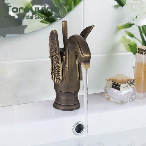 Bathroom Basin Faucets Swan Water Antique Brass Kitchen Bathroom Basin Sink Mixer Tap Brass Single Handle Kitchen Faucet Faucet