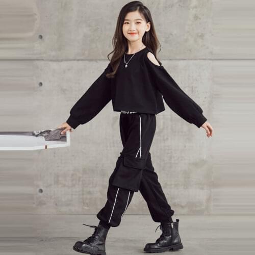Children Clothing Tracksuit Spring Autumn Gray Long T-shirts + Pants Girls Clothing Sets Teen Clothes For Girls 6 8 10 12 14