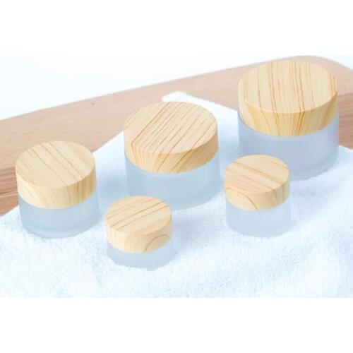 Wood Grain Glass Cream Box Frosted Face Cream Bottled Portable Travel Mask Cosmetic Liquid Foundation Lotion Refillabe Bottle