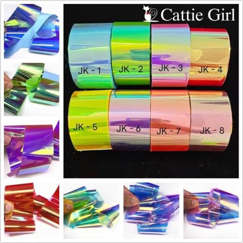 4cm*100m Super Aurora Cellophane Nails Glass Paper Rainbow Foils Nail Trend Design Ice Cube Korean DIY Nails Decoration