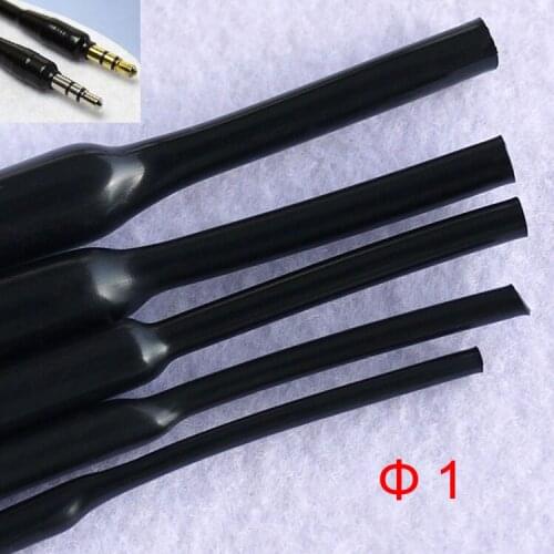 20M 1mm Dia 2:1 Ratio Soft Flexible Black Gloss Non Halogen Headphone Line Audio Cable Sleeve Heat Shrinkable Tubing Shrink Tube