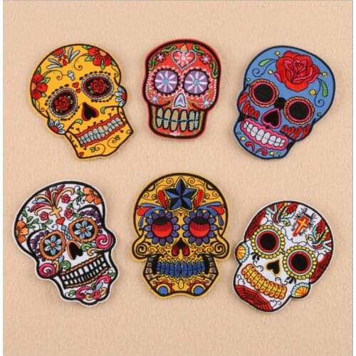 Embroidered punk badge rock patch Skull boy patch for iron on Clothing embroidery applique Modify jeans Accessories